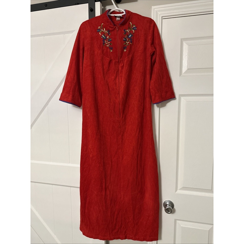 Vintage Louise D Robe‎ Red Size S Long Sleeve Half Zip
